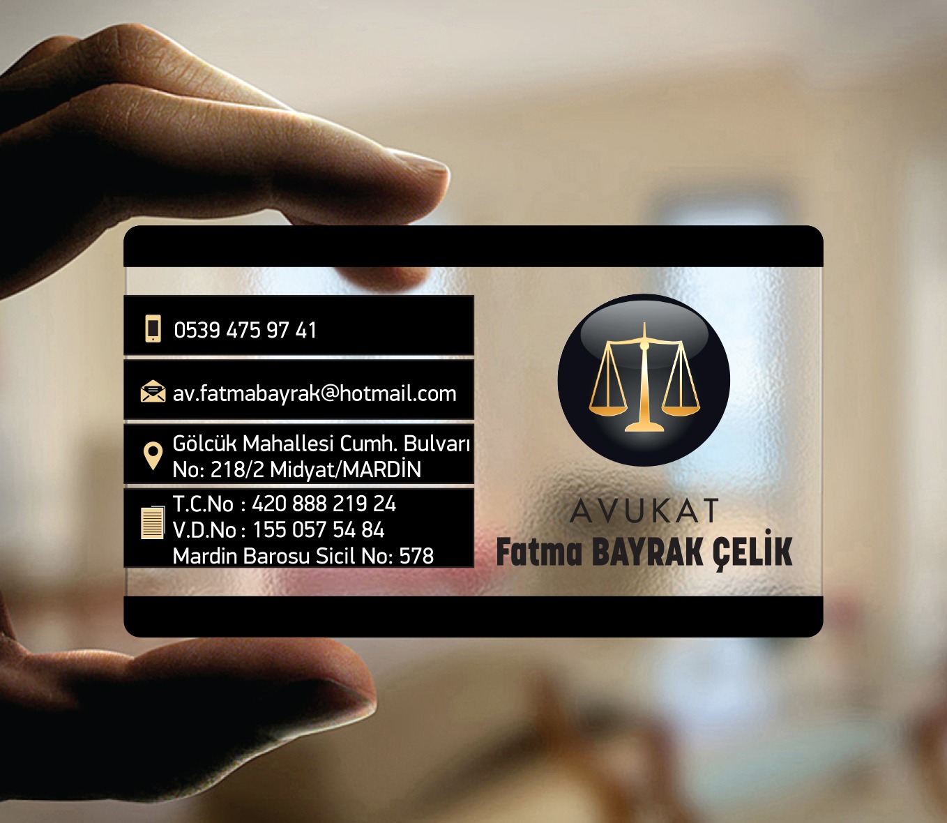 Avukat Şeffaf Kartvizit YM-1076