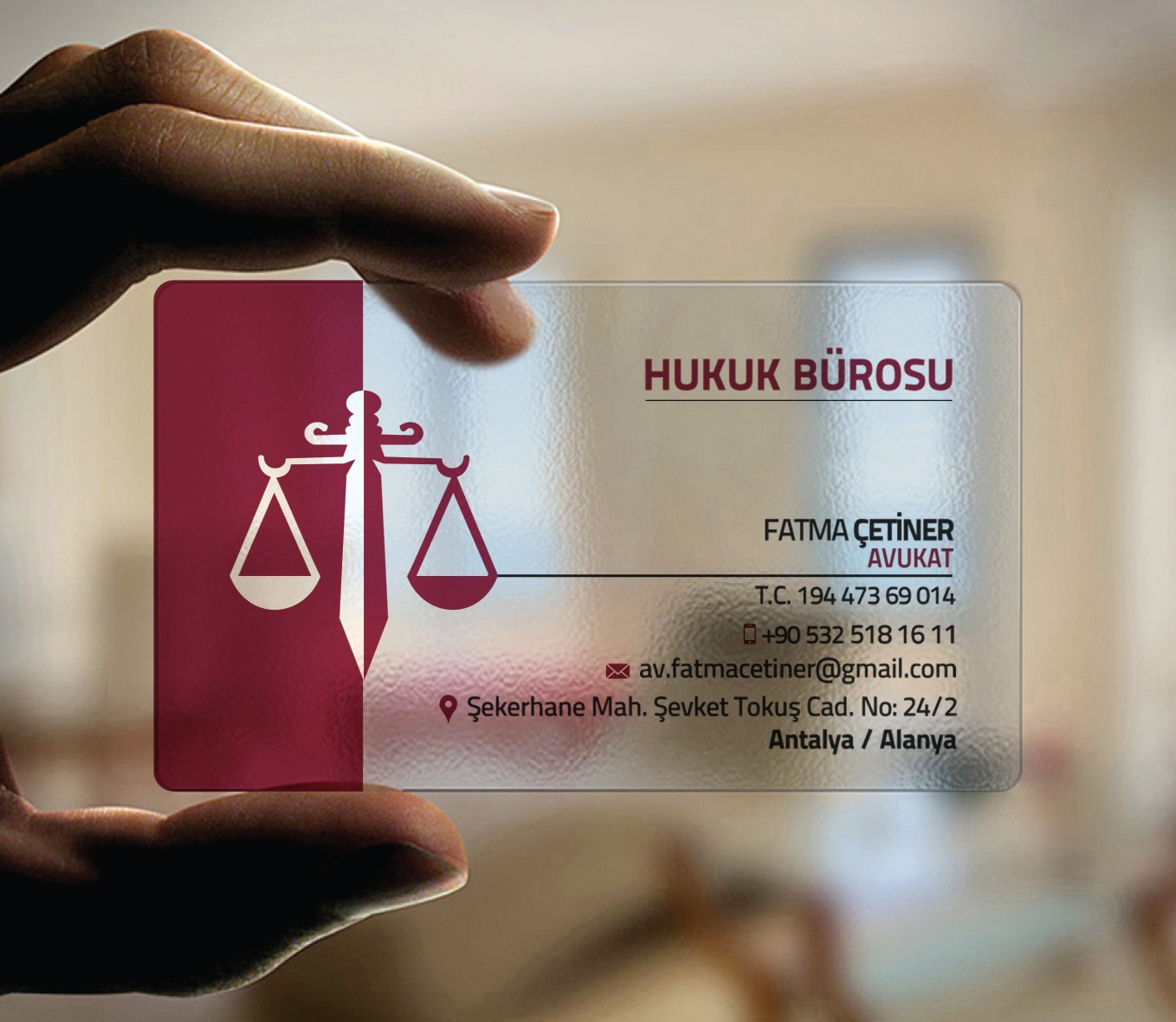 Avukat Şeffaf Kartvizit YM-1088