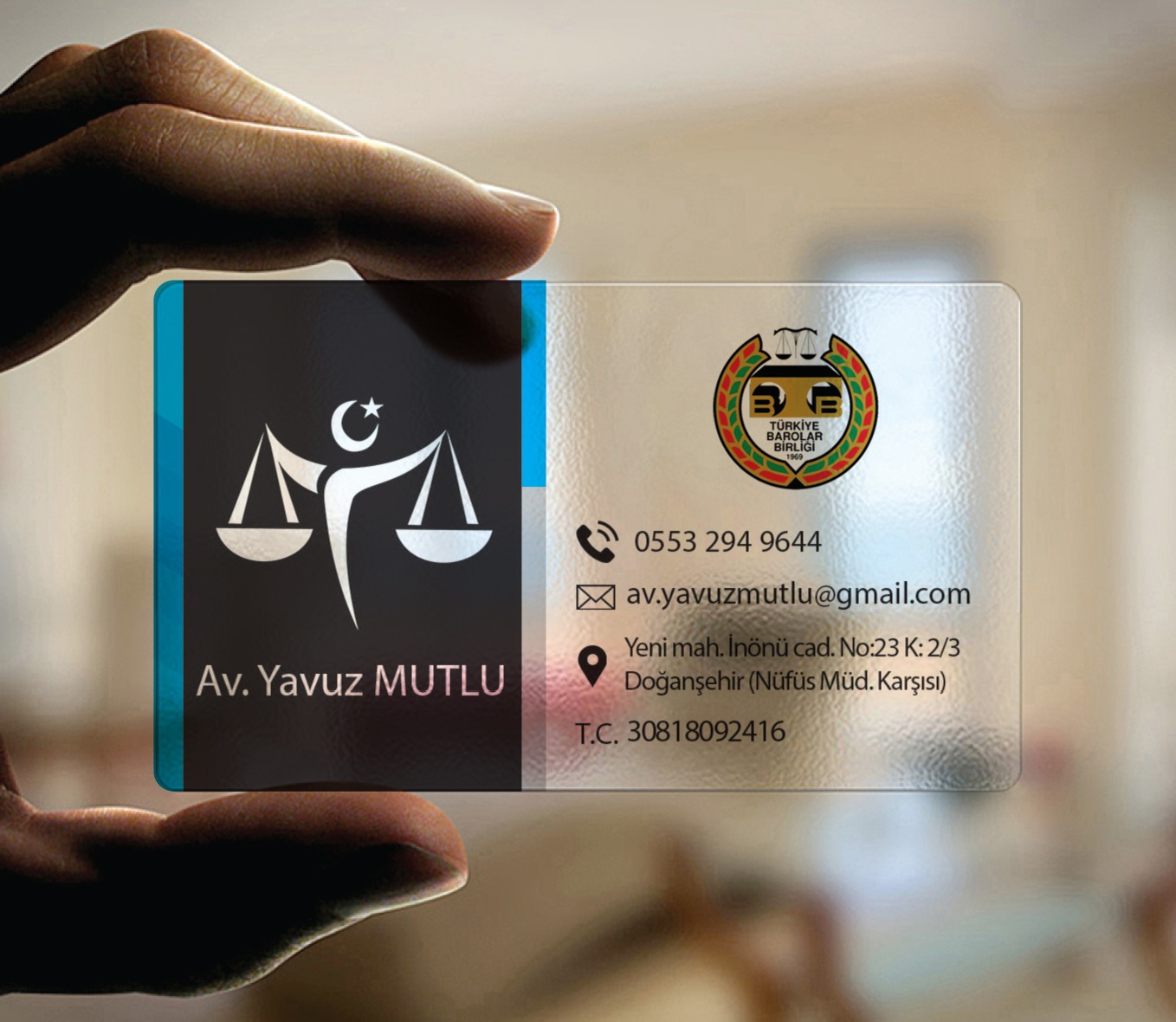 Avukat Şeffaf Kartvizit YM-1099