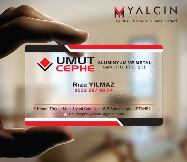 Alüminyum Demir Metal Sektörü Şeffaf Kartvizit YM-1117